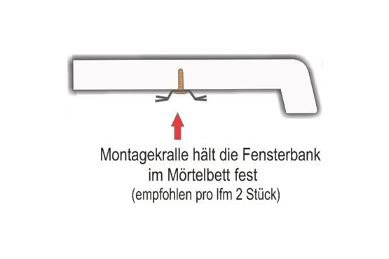 Montagekrallen für Innenfensterbänke